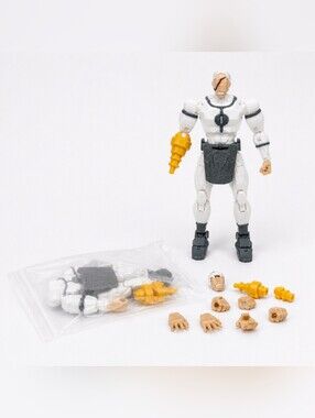 Titan 13 Conqueror T13 Articulated Action Figure White Gray Yellow New Unassembl